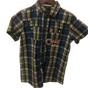 Guess boys short sleeve shirt 👔 size 14 GUC blue and green color